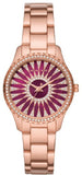 Michael Kors Layton Three Hand Red Dial Rose Gold Steel Strap Watch For Women - MK6893