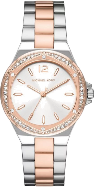 Michael Kors Lennox Three Hand Quartz Silver Dial Two Tone Steel Strap Watch For Women - MK6989