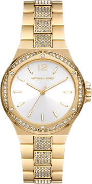 Michael Kors Lenox Three Hand Silver Dial Gold Steel Strap Watch For Women - MK7361