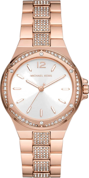 Michael Kors Lennox Three-Hand Silver Dial Rose Gold Steel Strap Watch For Women - MK7362