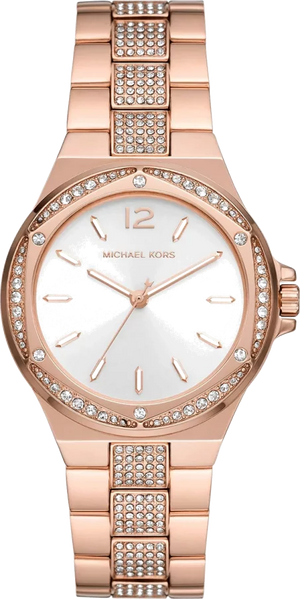 Michael Kors Lennox Three-Hand Silver Dial Rose Gold Steel Strap Watch For Women - MK7362