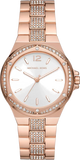 Michael Kors Lennox Three-Hand Silver Dial Rose Gold Steel Strap Watch For Women - MK7362