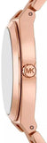 Michael Kors Lennox Three Hand Black Dial Rose Gold Steel Strap Watch For Women - MK7392