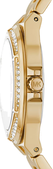 Michael Kors Lennox Quartz Black Dial Gold Steel Strap Watch For Women - MK7404