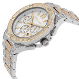 Michael Kors Lennox Pave Crystals Chronograph White Dial Two Tone Steel Strap Watch for Men - MK9150