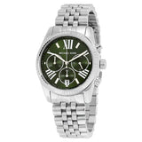 Michael Kors Lexington Quartz Green Dial Silver Steel Strap Watch For Women - MK6222