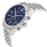 Michael Kors Lexington Chronograph Blue Dial Silver Steel Strap Watch for Men - MK8280