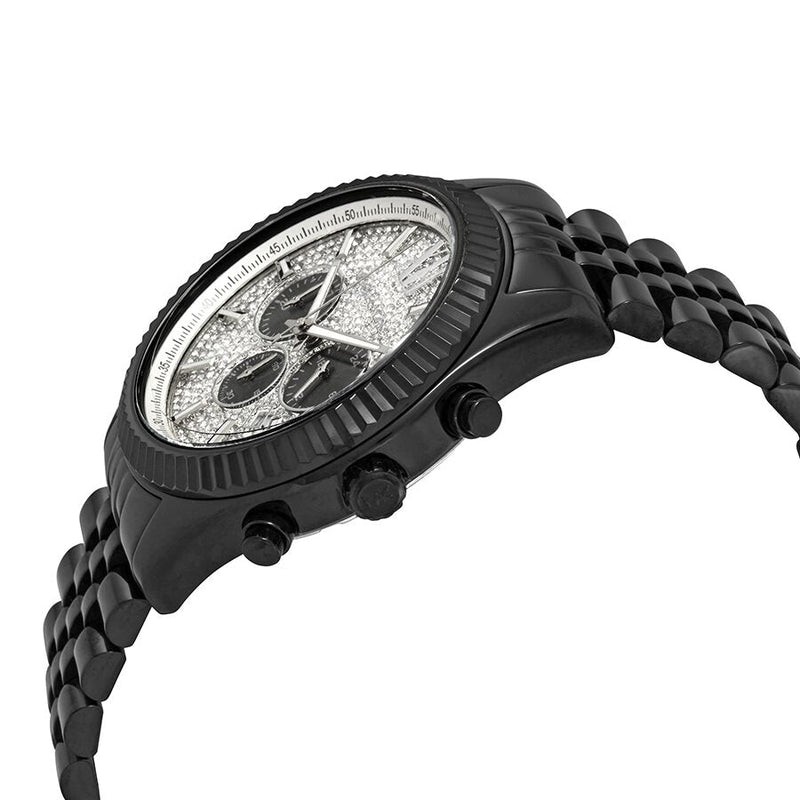 Michael Kors Lexington Chronograph Crystal Dial Black Steel Strap Watch for Men - MK8605