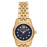 Michael Kors Lexington Three-Hand Blue Dial Gold Steel Strap Watch for Women - MK4802