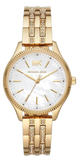 Michael Kors Lexington Three Hand White Dial Gold Steel Strap Watch For Women - MK4492