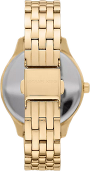 Michael Kors Lexington Three Hand White Dial Gold Steel Strap Watch For Women - MK4492