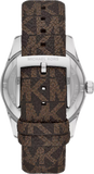 Michael Kors Lexington Silver Dial Brown Leather Strap Watch For Women - MK4745