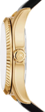 Michael Kors Lexington Black Dial Black Leather Strap Watch For Women - MK4748