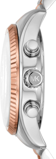 Michael Kors Lexington Chronograph Rose Gold Dial Two Tone Steel Strap Watch For Women - MK7219
