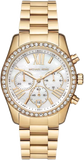 Michael Kors Lexington Mother of Pearl White Dial Gold Steel Strap Watch For Women - MK7241