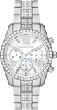 Michael Kors Lexington Chronograph White Dial Silver Steel Strap Watch For Women - MK7243