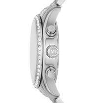 Michael Kors Lexington Chronograph White Dial Silver Steel Strap Watch For Women - MK7243