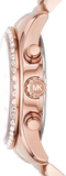 Michael Kors Lexington Chronograph Red Dial Rose Gold Steel Strap Watch For Women - MK7275