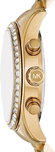 Michael Kors Lexington Chronograph Gold Dial Gold Steel Strap Watch For Women - MK7377
