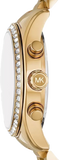 Michael Kors Lexington Chronograph Gold Dial Gold Steel Strap Watch For Women - MK7377