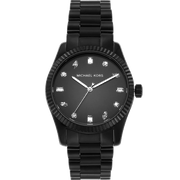Michael Kors Lexington Lux Black Dial Black Steel Strap Watch For Women - MK7442
