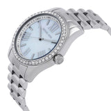 Michael Kors Lexington Crystals Mother of Pearl White Dial Silver Steel Strap Watch for Women - MK1087