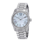 Michael Kors Lexington Crystals Mother of Pearl White Dial Silver Steel Strap Watch for Women - MK1087