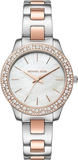 Michael Kors Liliane Quartz Mother of Pearl White Dial Two Tone Steel Strap Watch For Women - MK1048