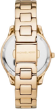 Michael Kors Liliane Mother of Pearl White Dial Gold Steel Strap Watch For Women - MK4555