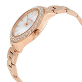 Michael Kors Lilane Three Hand Mother of Pearl White Dial Rose Gold Steel Strap Watch For Women - MK4557