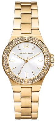 Michael Kors Lennox Three-Hand Silver Dial Gold Steel Strap Watch For Women - MK7278