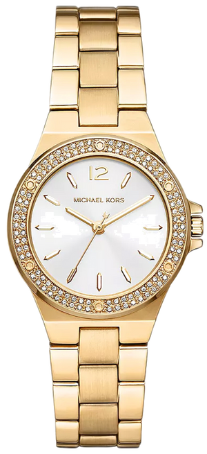 Michael Kors Lennox Three-Hand Silver Dial Gold Steel Strap Watch For Women - MK7278