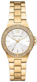 Michael Kors Lennox Three-Hand Silver Dial Gold Steel Strap Watch For Women - MK7278