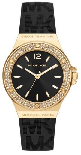 Michael Kors Mini Lennox Quartz Black Dial Black Silicone Michael Kors Mini Lennox Quartz Black Dial Black Silicone