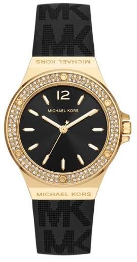 Michael Kors Mini Lennox Quartz Black Dial Black Silicone Strap Watch For Women - MK7281