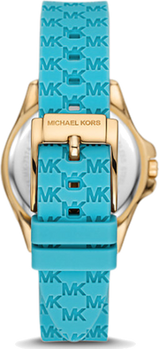 Michael Kors Mini Pilot Quartz Gold Dial Blue Silicone Strap Watch For Women - MK7374
