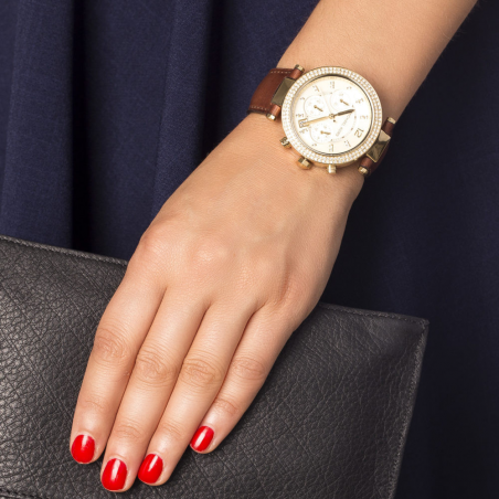 Mk leather online strap watches