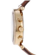 Michael Kors Parker Champagne Gold Dial Brown Leather Strap Watch for Women - MK2249