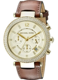 Michael Kors Parker Champagne Dial Brown Leather Strap Watch for Women - MK2249