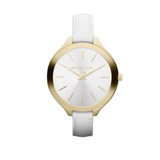 Michael Kors Slim Runway White Dial White Leather Strap Watch For Women - MK2273