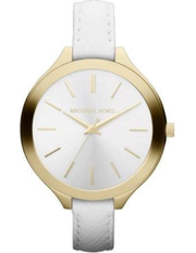 Michael Kors Slim Runway White Dial White Leather Strap Watch For Women - MK2273