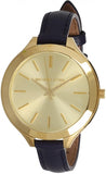 Michael Kors Runway Quartz Gold Dial Blue Leather Strap Watch For Women - MK2285