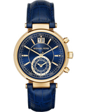 Michael Kors Sawyer Blue Dial Blue Leather Strap Watch for Women - MK2425