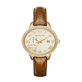 Michael Kors Whitley Quartz Gold Dial Brown Leather Strap Watch For Women - MK2428