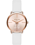 Michael Kors Portia Rose Gold Dial White Leather Strap Watch For Women - MK2660