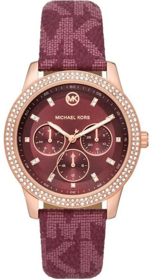 Michael Kors Tibby Multifunction Red Dial Red Leather Strap Watch For Women - MK2967