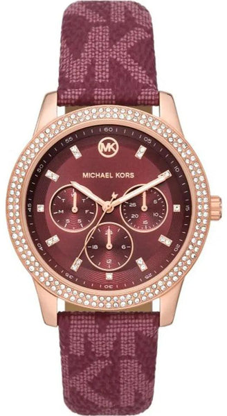 Michael Kors Pyper MK2749 Women Red Leather Analog Dial Quartz Wrist Watch outlet AM702