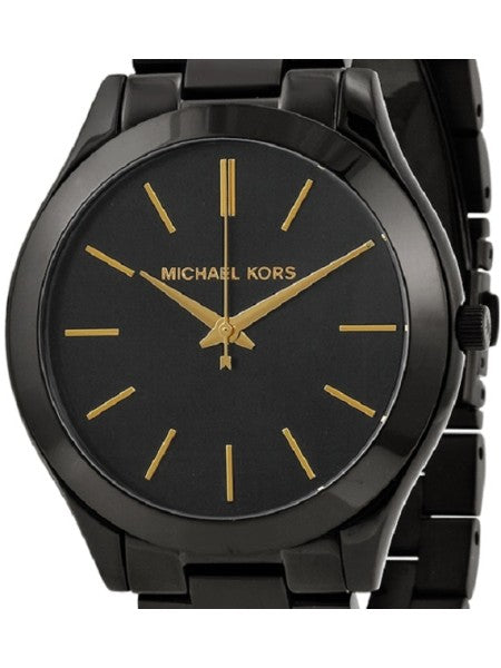 Michael Kors Slim Runway Black Dial Black Stainless Steel Strap Watch for Women - MK3221