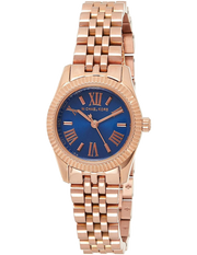 Michael Kors Lexington Quartz Blue Dial Rose Gold Steel Strap Watch For Women - MK3272