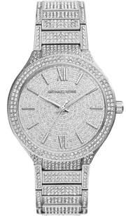 Michael Kors Kerry Crystal Pave Silver Dial Silver Steel Strap Watch For Women - MK3359